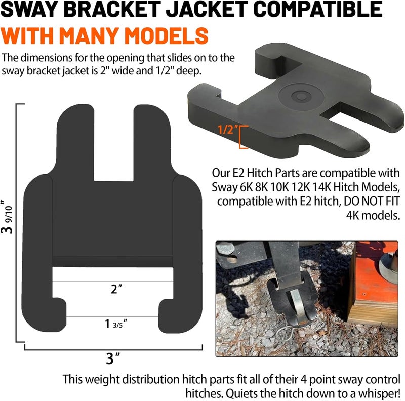 Aussio (2+2) Combo Pack 4 1/4" x1 3/4" Premium Snap L-Pins for Weight Distribution Hitches, Sway Bracket Jacket Compatible with E2 Hitch Sway 6k 8k 10k 12k 14k Sway Control Brackets Eliminate Noise - Black - Image 3